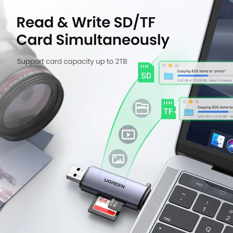 קורא כרטיסי SD/MicroSD עם חיבור USB 3.0 ו-USB-C