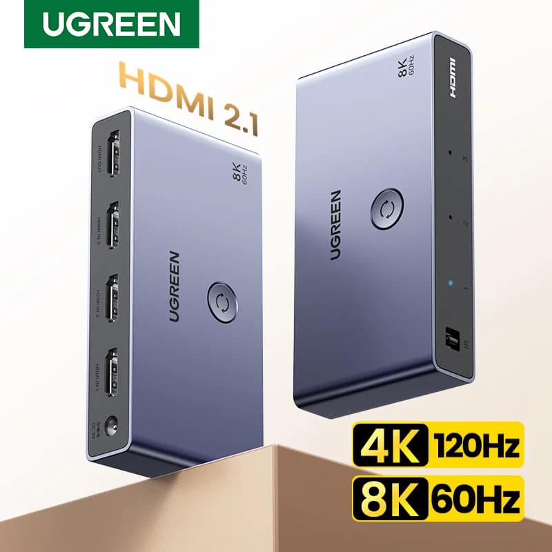 מתג HDMI 2.1, 3 כניסה-1 יציאה, 8K, שלט רחוק