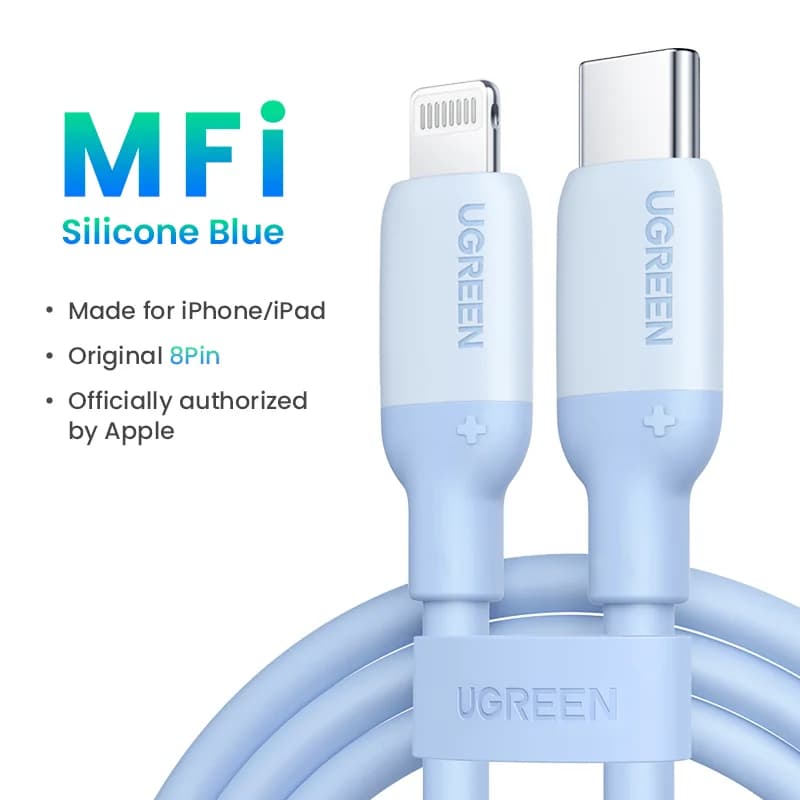 כבל טעינה מהירה MFi מסיליקון USB-C ל-Lightning