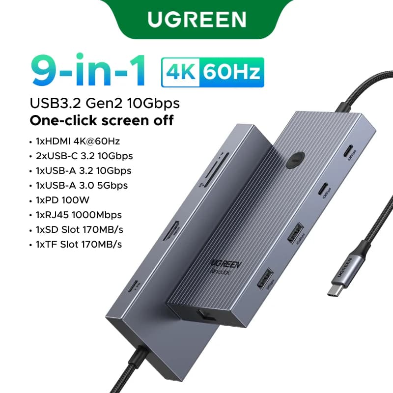 Hub USB-C עם Dual HDMI ו-RJ45