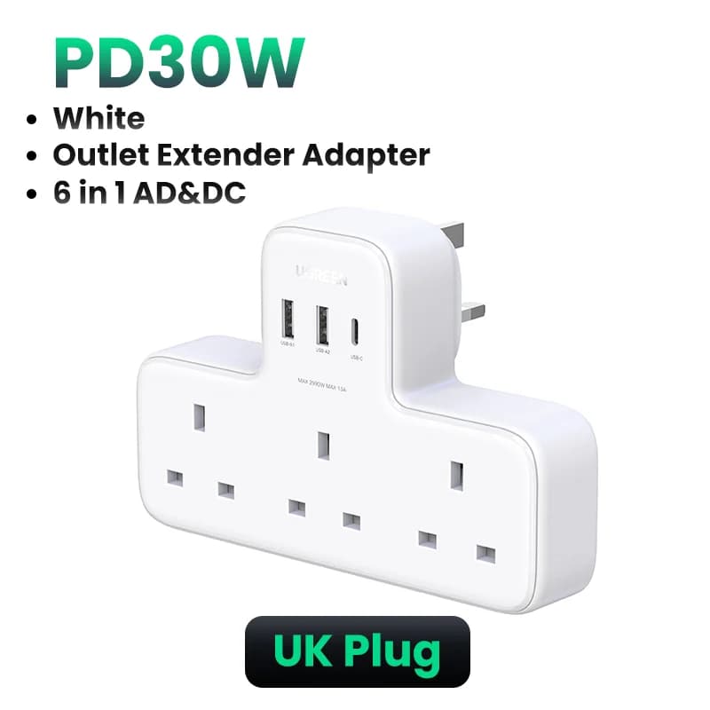 מפצל חשמל לשולחן עבודה עם תקע UK בהספק 30W