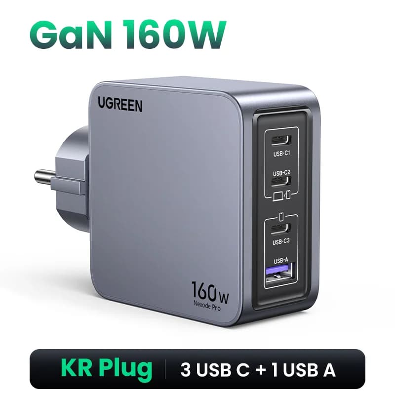 מטען USB-C GaN 160W עם תקע קוריאני