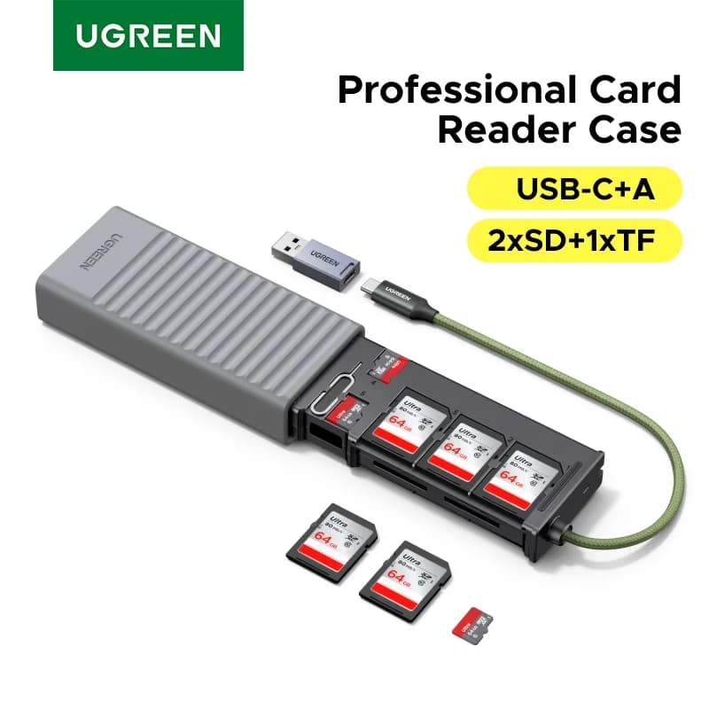 קורא כרטיסי SD/TF USB-C עם מארגן 12 חריצים