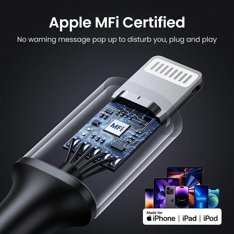 כבל USB-C ל-Lightning, 20W PD, MFi