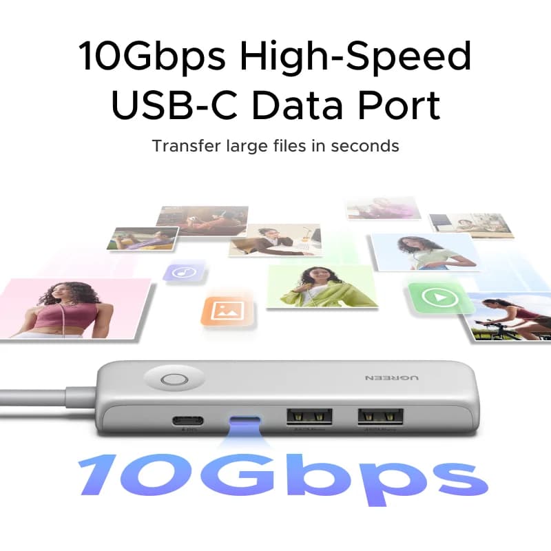 האב USB-C עם HDMI 4K, העברת נתונים 10Gbps ונעילת מסך