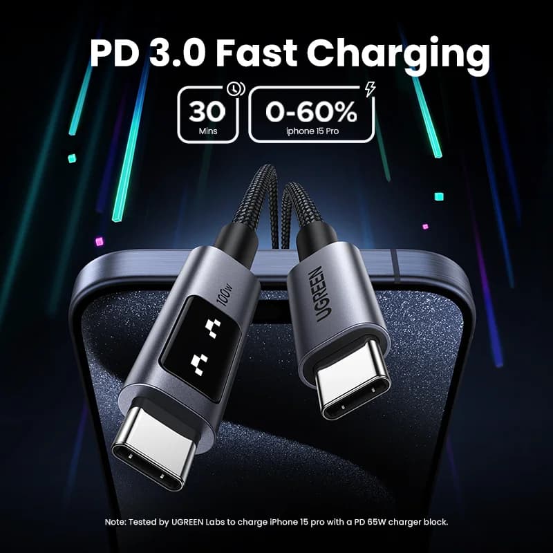 כבל USB-C ל-USB-C, 100W PD, 0.5-3m