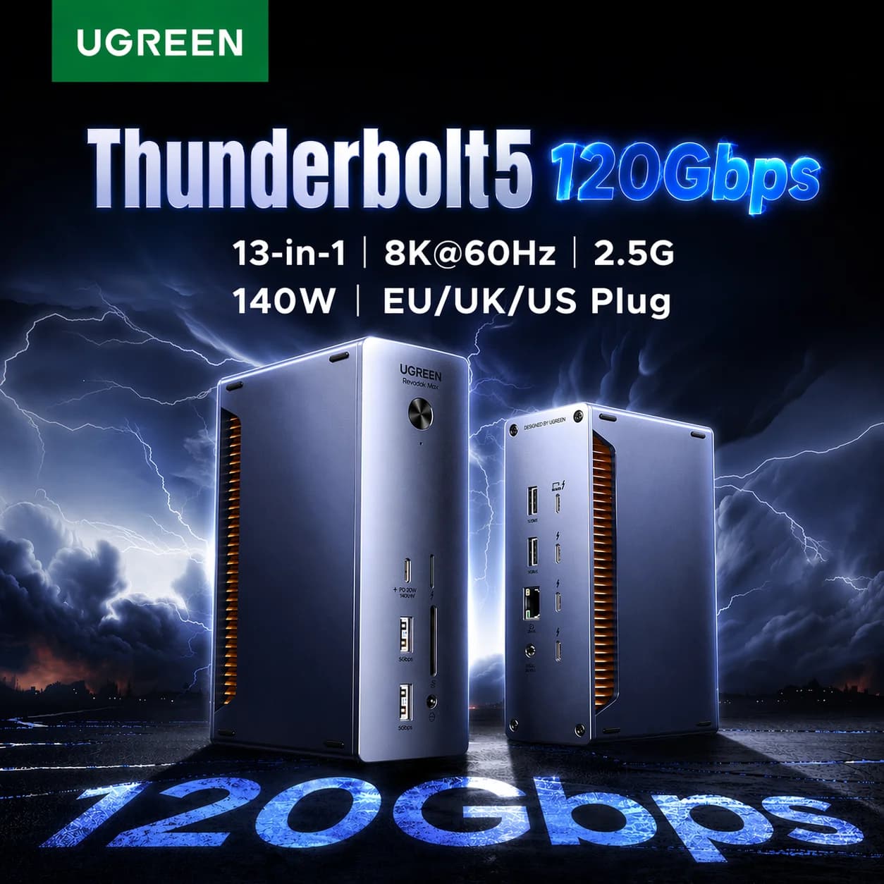 עמדת עגינה Thunderbolt 5 120Gbps 8K