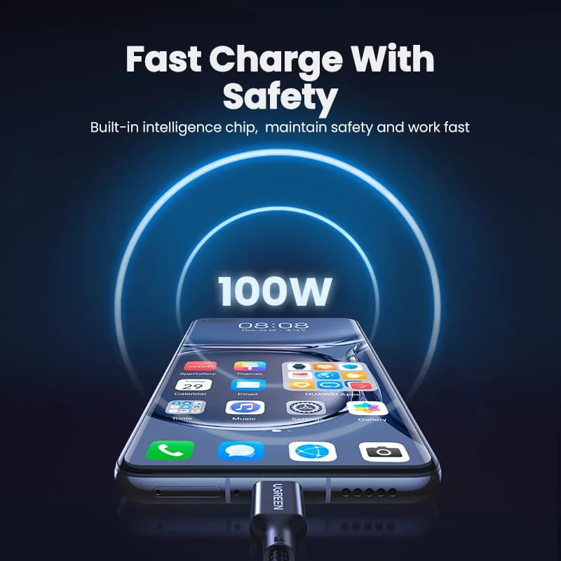כבל טעינה מהירה 100W USB-A ל-USB-C