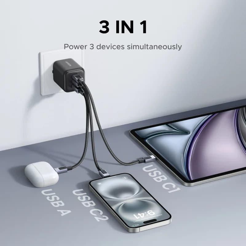 מטען קיר GaN USB-C PD 45W עם PPS