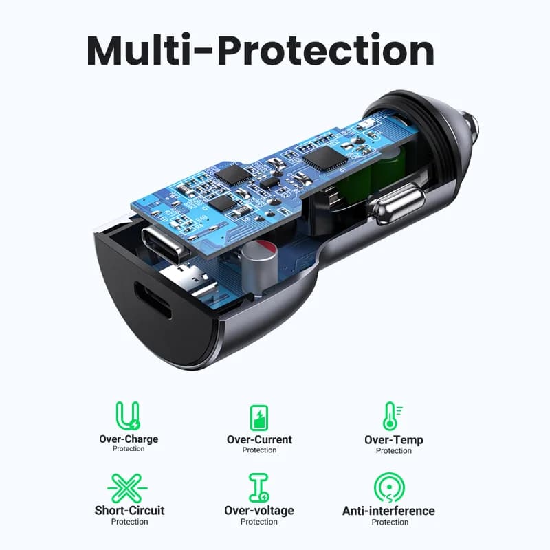 מטען לרכב USB עם Type-C, טעינה מהירה 36W Quick Charge 4.0