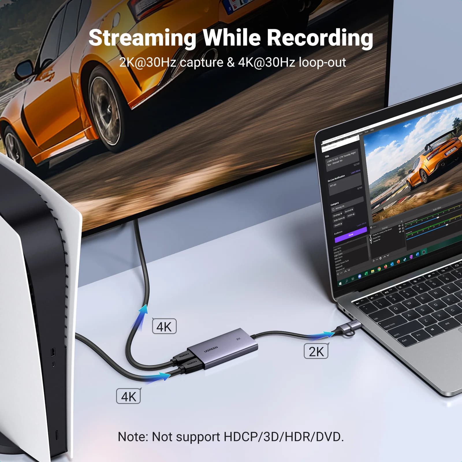 כרטיס לכידת וידאו מ-HDMI ל-USB, תומך 4K