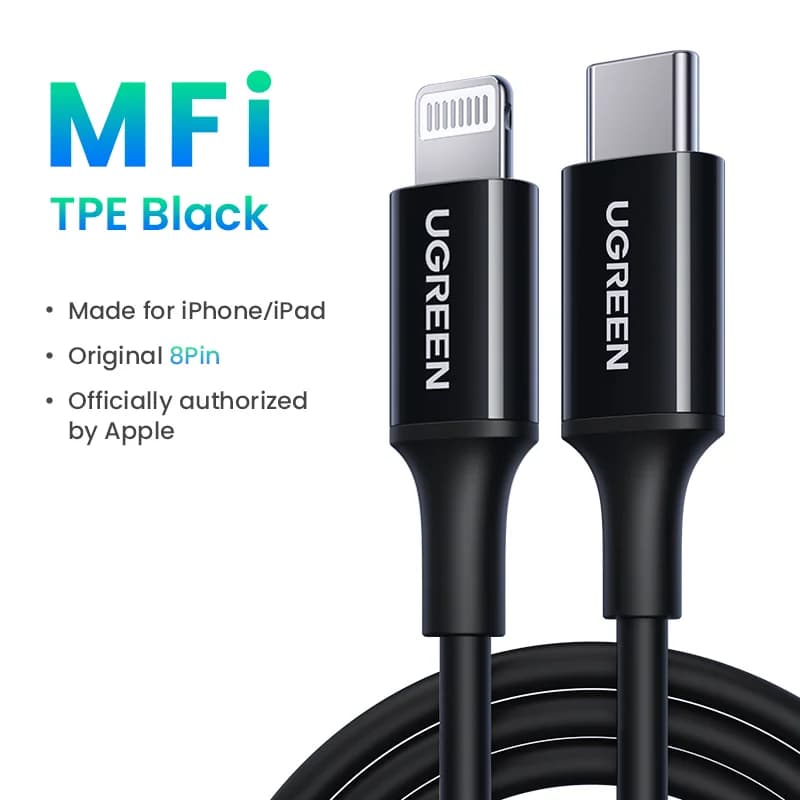 כבל USB-C ל-Lightning, 20W PD, MFi