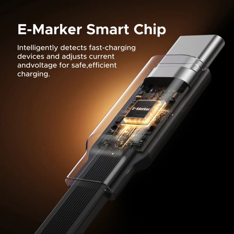 כבל טעינה מהירה נשלף USB-C ל-USB-C, 100W