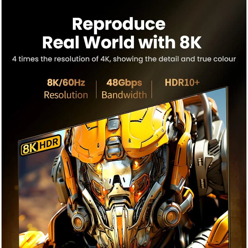 כבל HDMI 8K, 60Hz, 48Gbps