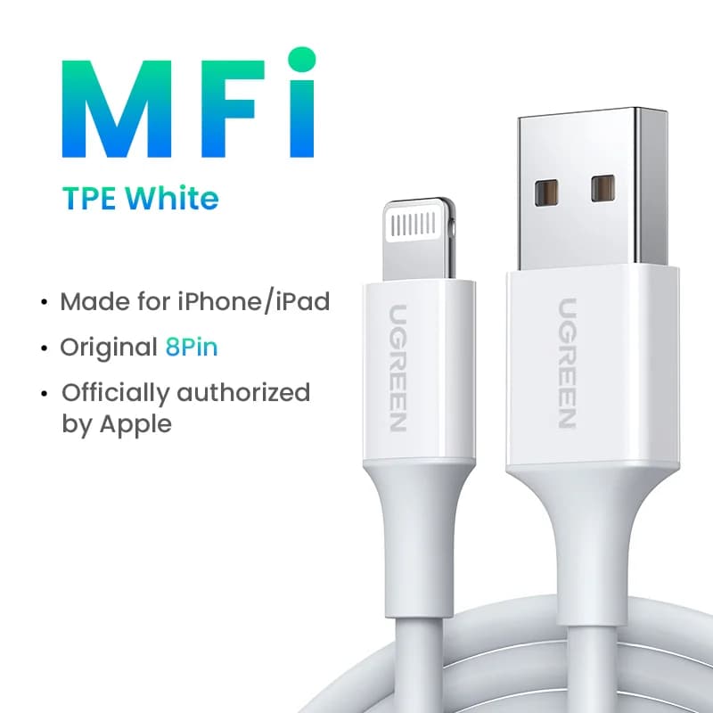 כבל Lightning ל-USB מאושר MFi, טעינה מהירה 2.4A