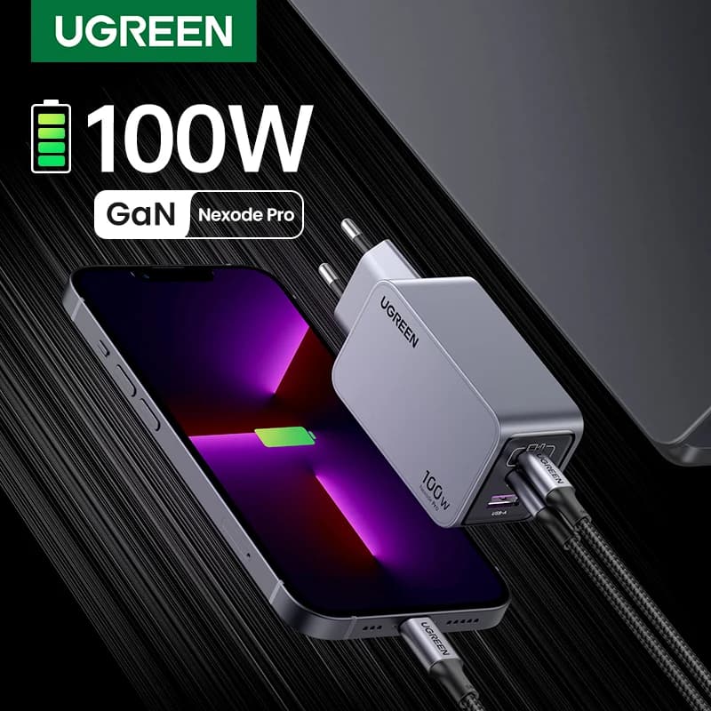 מטען מהיר GaN 100W USB-C, תקע קוריאני