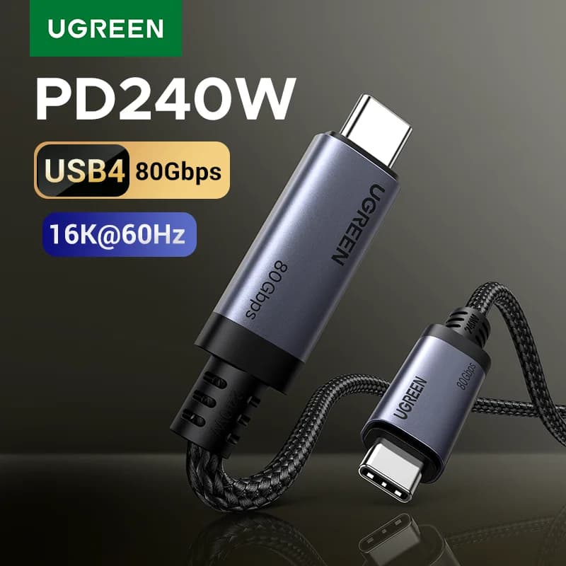 כבל USB4 USB-C, 240W PD, העברת נתונים 80Gbps