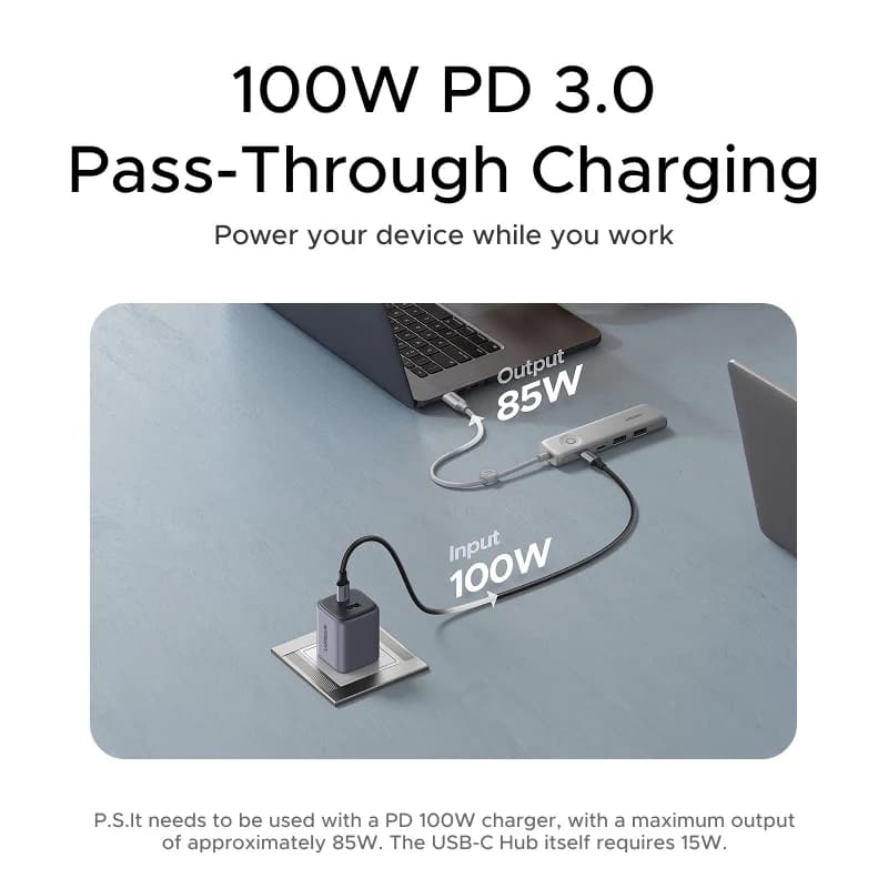 האב USB-C עם HDMI 4K, העברת נתונים 10Gbps ונעילת מסך