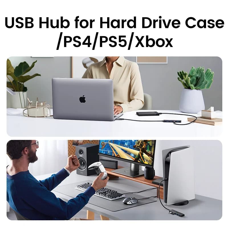 האב USB 3.0 ו-USB-C עם 4 פורטים
