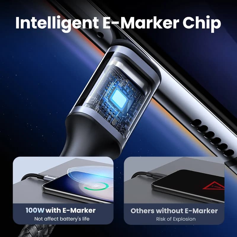 סט של 2 כבלים USB-C ל-USB-C בהספק 100W