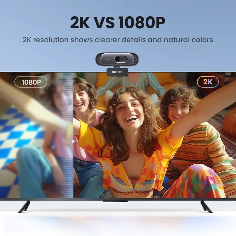 מצלמת רשת USB איכותית 2K HD עם מיקרופון כפול