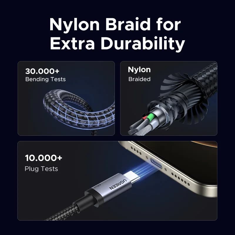 כבל USB-C ל-USB-C, טעינה מהירה PD 60W