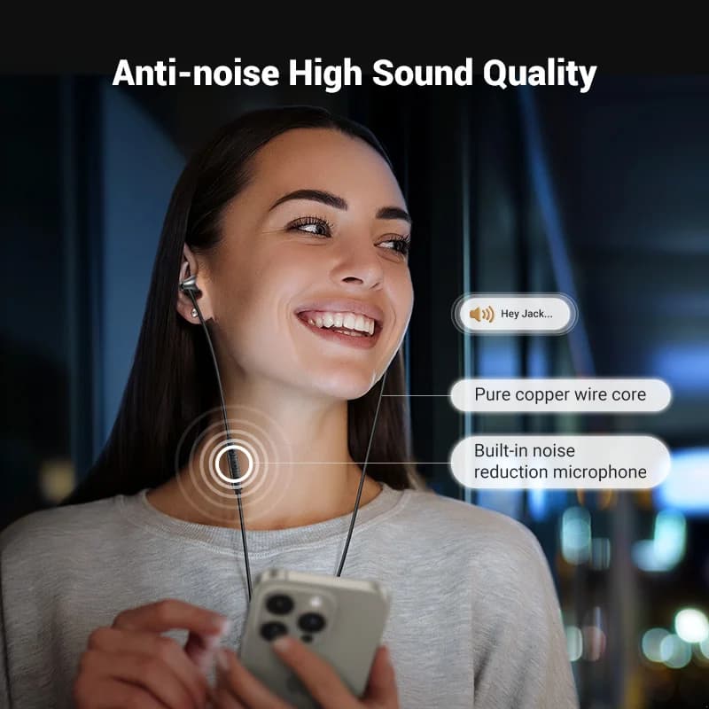 אוזניות חוטיות USB-C עם חיבור 3.5 מ"מ ומיקרופון