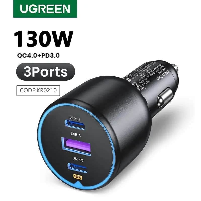 מטען לרכב כפול USB-C בעוצמה 130W