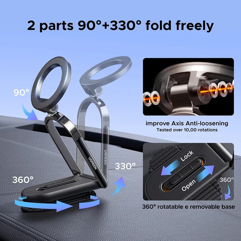 מעמד מגנטי לטלפון נייד לדשבורד רכב, סיבוב 360°
