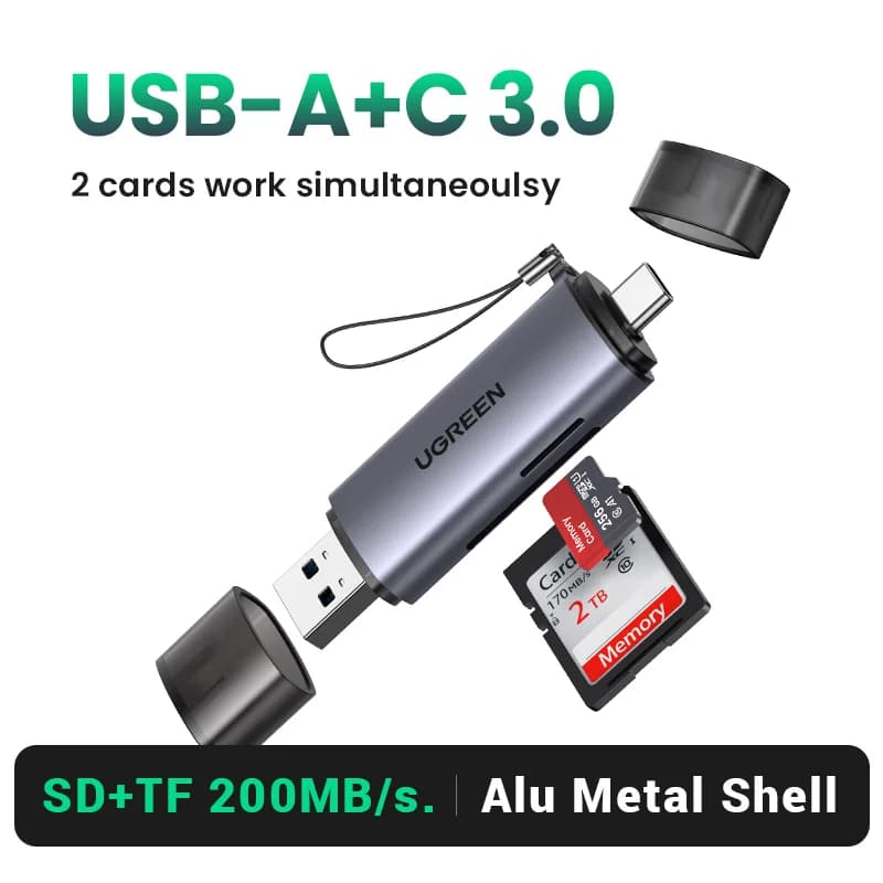 קורא כרטיסי SD/MicroSD עם חיבור USB 3.0 ו-USB-C