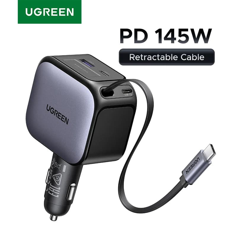 מטען רכב USB-C 145W עם כבל נשלף