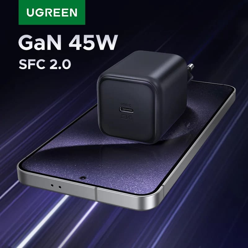 מטען קיר GaN 45W USB-C, PPS QC3.0